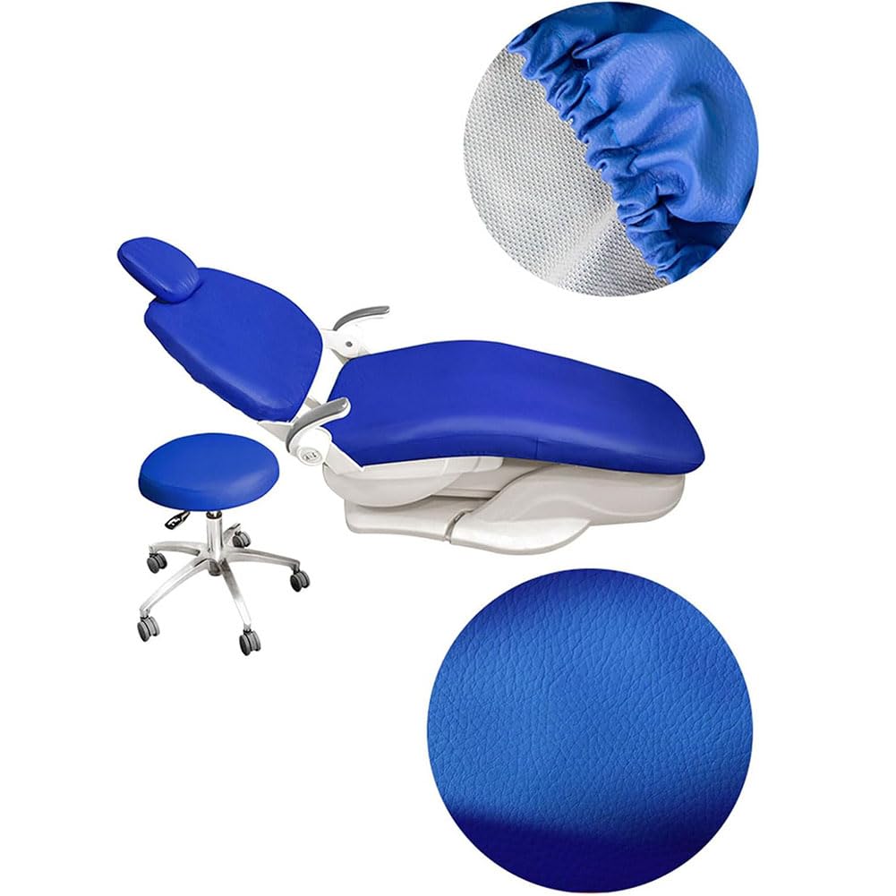 4Pcs/Set Dental Chair Covers, Dental PU Leather Unit, Waterproof PU Leather Protective Dental Full Chair Covers Elastic Stylish Dental Chair Seat Cover, Headrest Backrest Protector, Denti(Color:Grey)