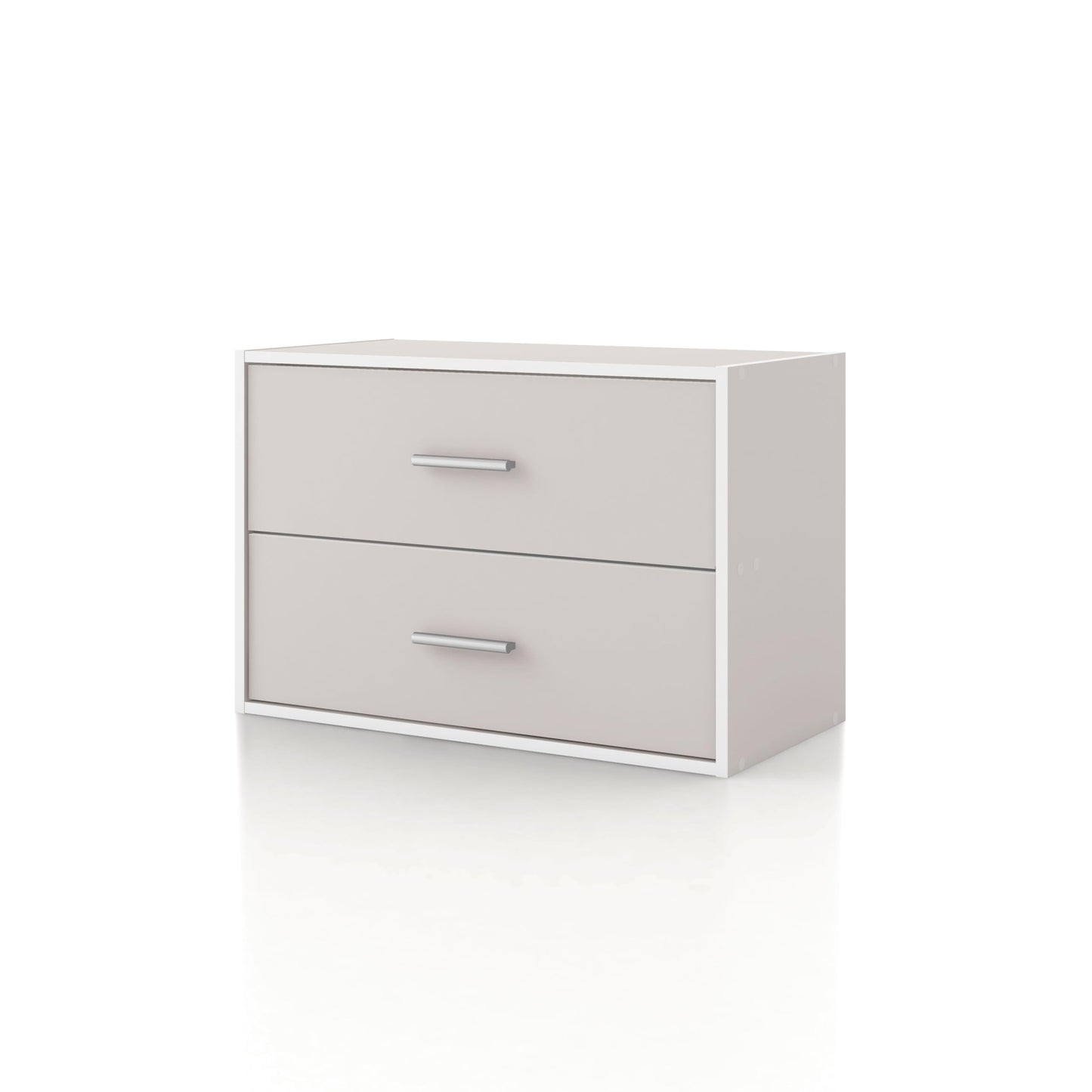 Homes: Inside + Out Apexa 2-Drawer Wooden Stackable Storage Drawers, Small Food Pantry Cabinet, Cajonera De Madera, Underbed Drawer Dorm Teen Room Decor & Bedroom, Home Office, Kitchen, Taupe Grey