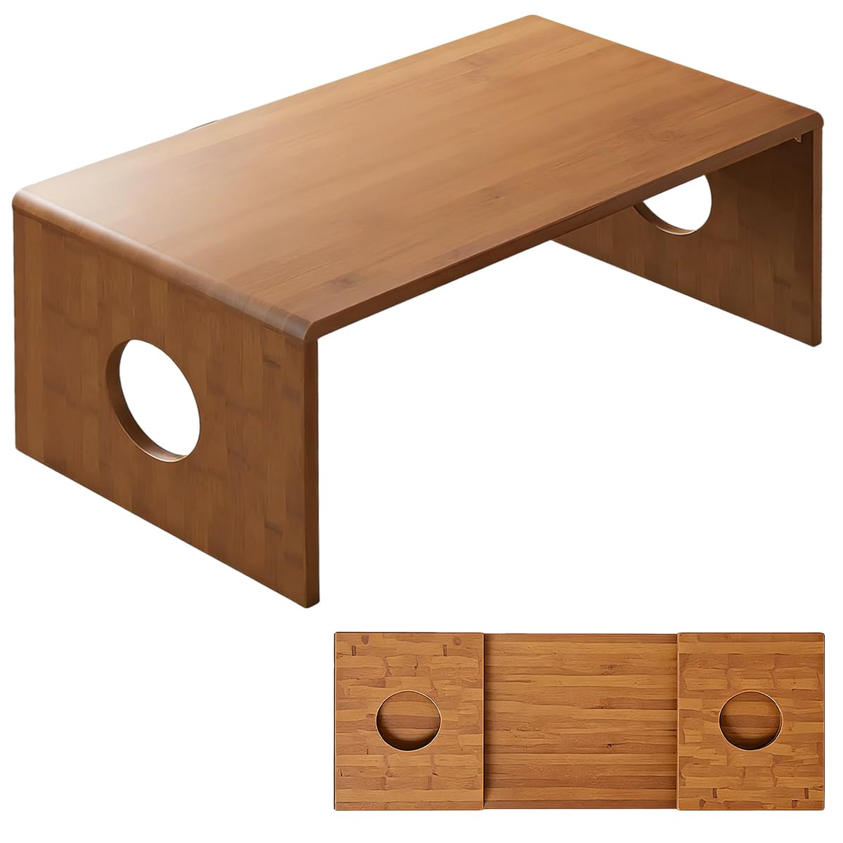 Zansens Foldable Low Coffee Tables,Japanese Folding Floor Table,Bamboo Floor Table Desk,Low Tea Table,Portable Coffee Tables with No Assembly Required,for Tea Rooms, Restaurants,Office