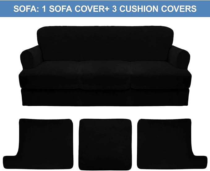 CUCRAF Cushion Sofa Cover 4 Piece Slipcovers, Soft Thick Velvet Couch Cover