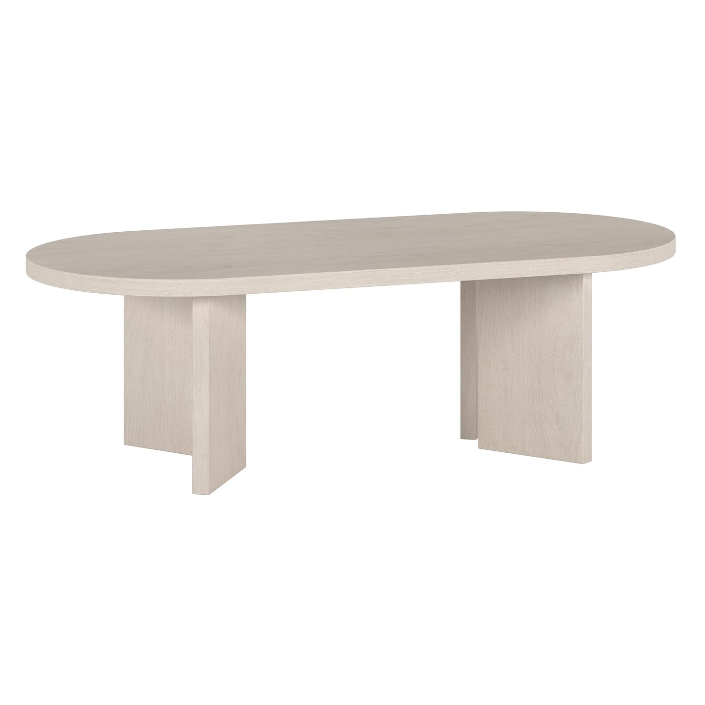 Henn&Hart 48" Oval Wood Low-Profile Coffee Table for Living Room, Family Room or Office, Beech White