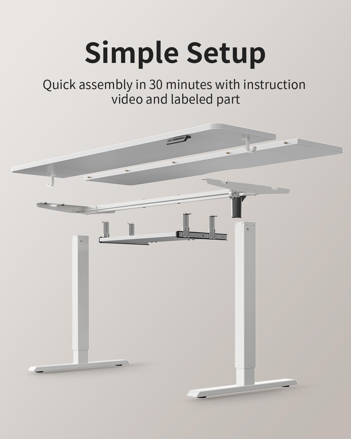 FEZIBO Standing Desk with Keyboard Tray, 48 x 24 Inch Adjustable Height Sit Stand Desk with Memory Presets for Home Office, Ergonomic Computer Workstation, White