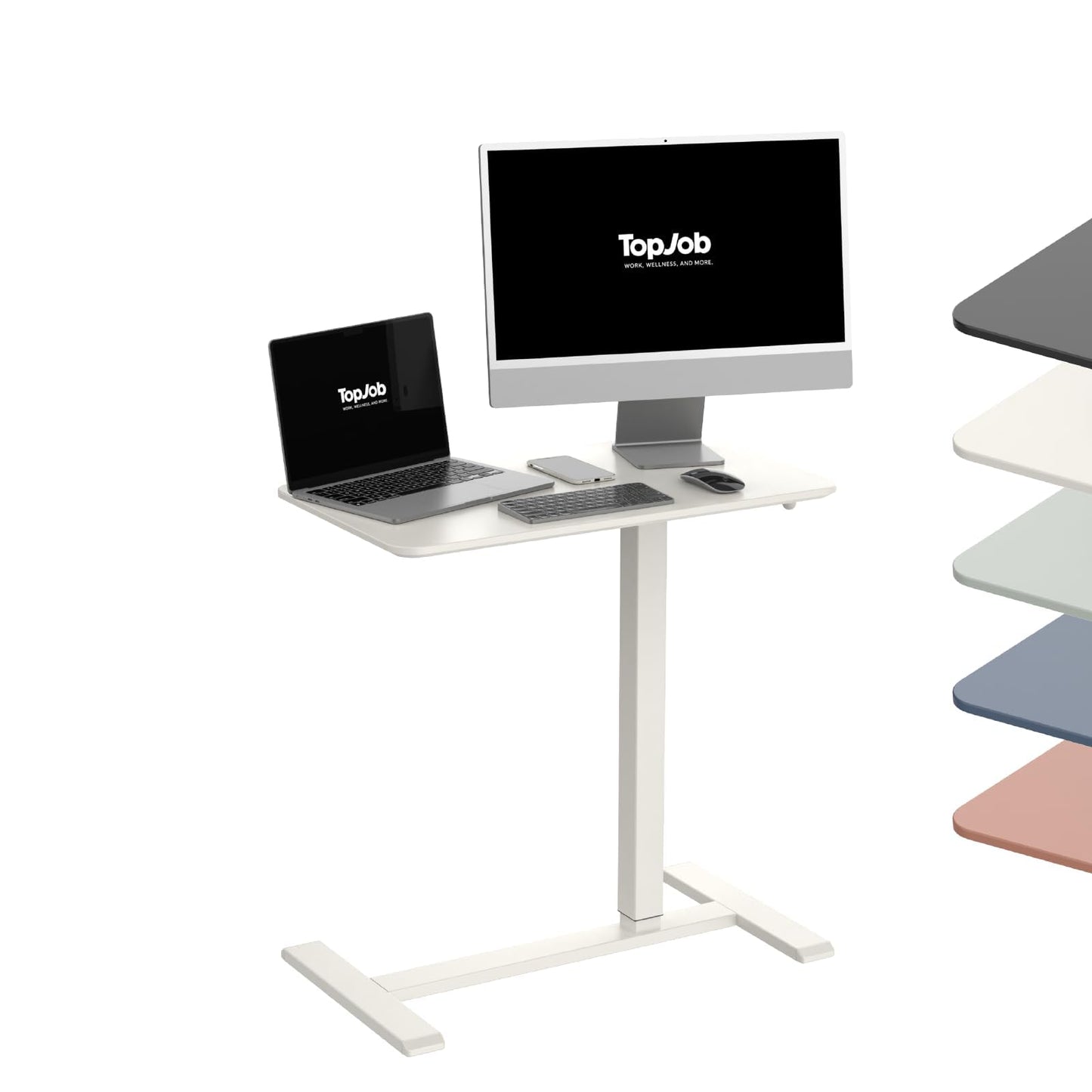 TopJob ANYDESK NEST Mobile Standing Desk, Portable with Hidden Wheels Non Folding, Sit Stand Desk, Computer Workstations, Home Use, Couch Side Table, Bedside Table, Kitchen Prep Table (Mist)