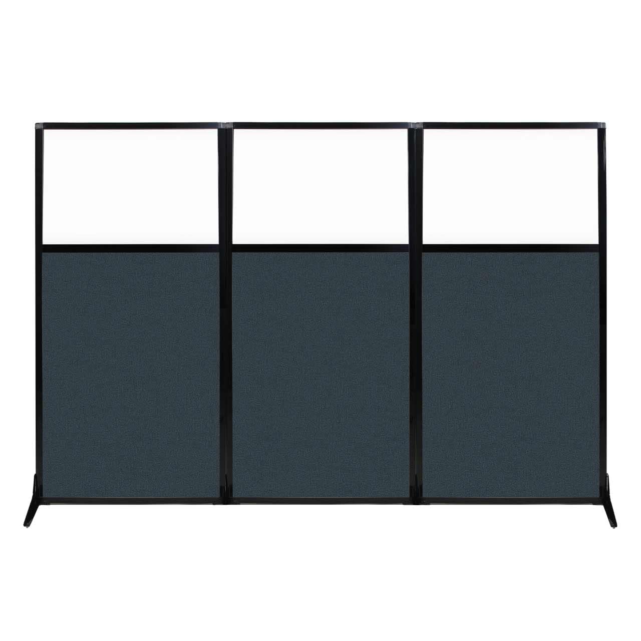 Versare Workstation Partition | Portable Wall Divider | Modern Office Cubicle | Free Standing Privacy Screen | Flexible Work Space | 99" x 70" W/Window, Blue Spruce Fabric Panels