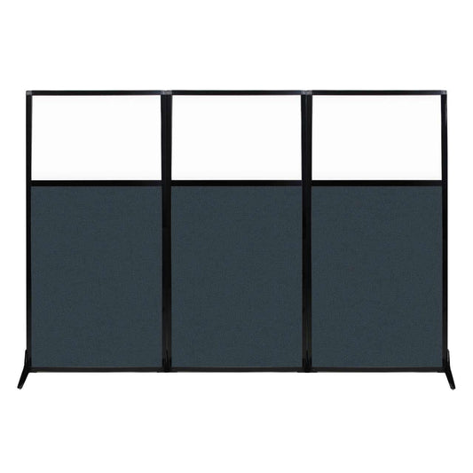 Versare Workstation Partition | Portable Wall Divider | Modern Office Cubicle | Free Standing Privacy Screen | Flexible Work Space | 99" x 70" W/Window, Blue Spruce Fabric Panels
