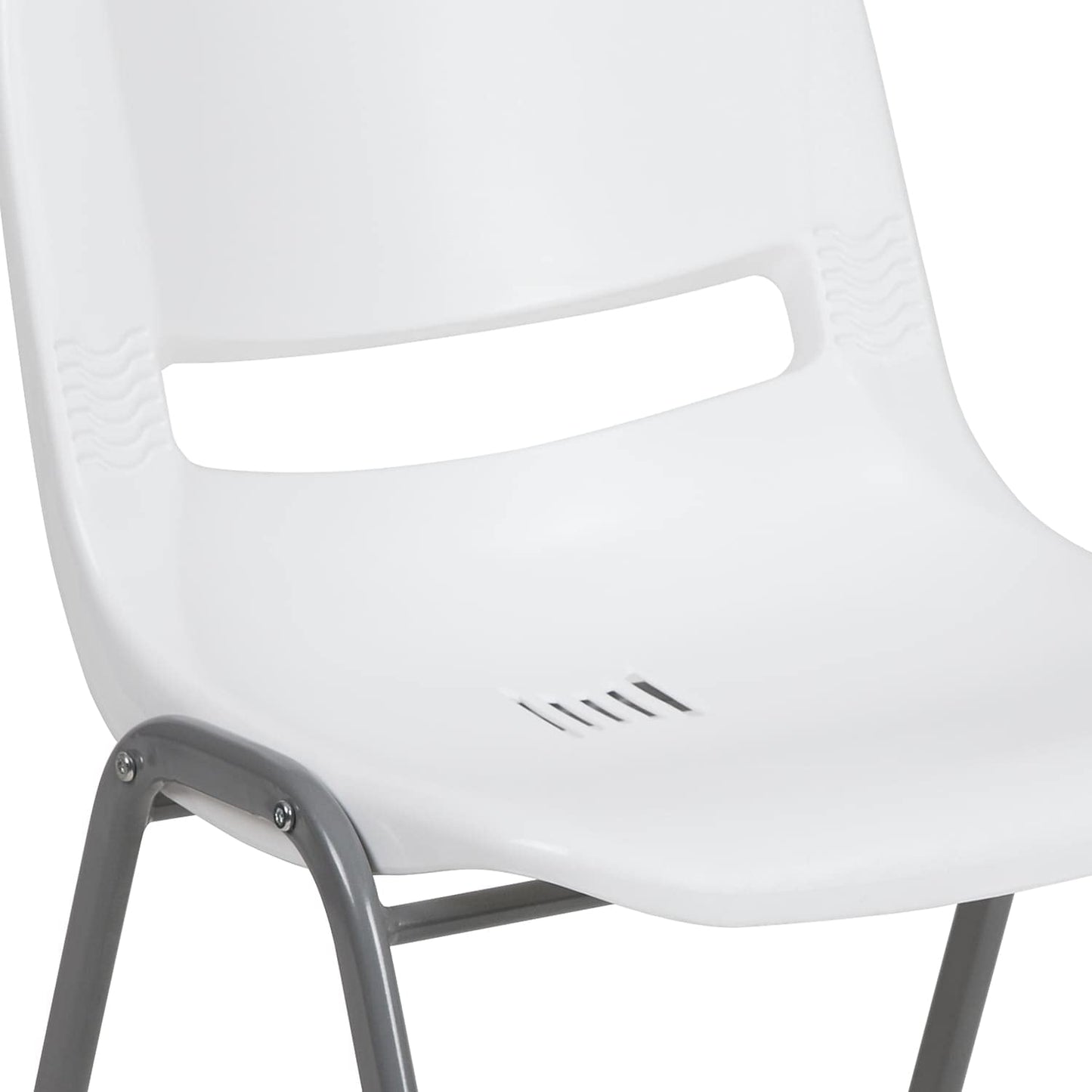 Flash Furniture HERCULES Series 5 Pack 880 lb. Capacity White Ergonomic Shell Stack Chair with Gray Frame