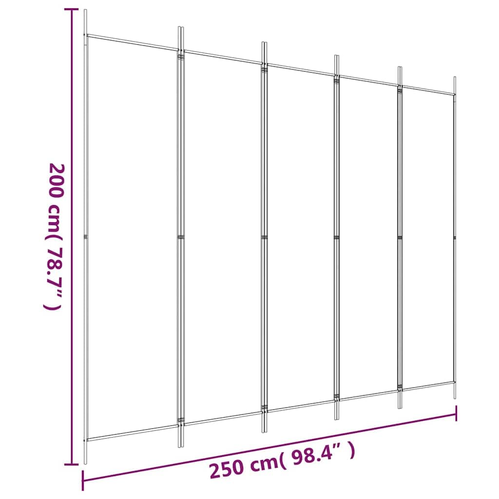 5-Panel Fabric Room Divider Black 98.4x78.7 Inches, Foldable Room Partition for Privacy, Breathable Screen to Separate Bedroom or Block Sunlight