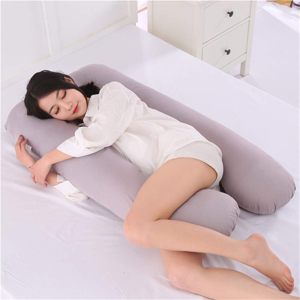 KWLET Pregnancy Pillow Cover/U Shaped Pillow Cover/Pregnancy Pillow Case/Maternity Pillow Case/Pillowcase with Removable Cotton Cover 57x30 Inch for Pregnancy Pillow Gray