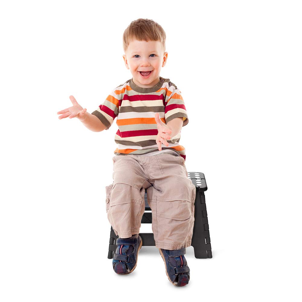 ACSTEP Folding Step Stool 9 Inch, Sturdy Collapsible Kitchen Step Stool Foldable for Kids, Toddlers & Adults, Non Slip Lightweight Foot Stools with Handle, Holds 300 lbs Ideal for Bathroom Bedroom
