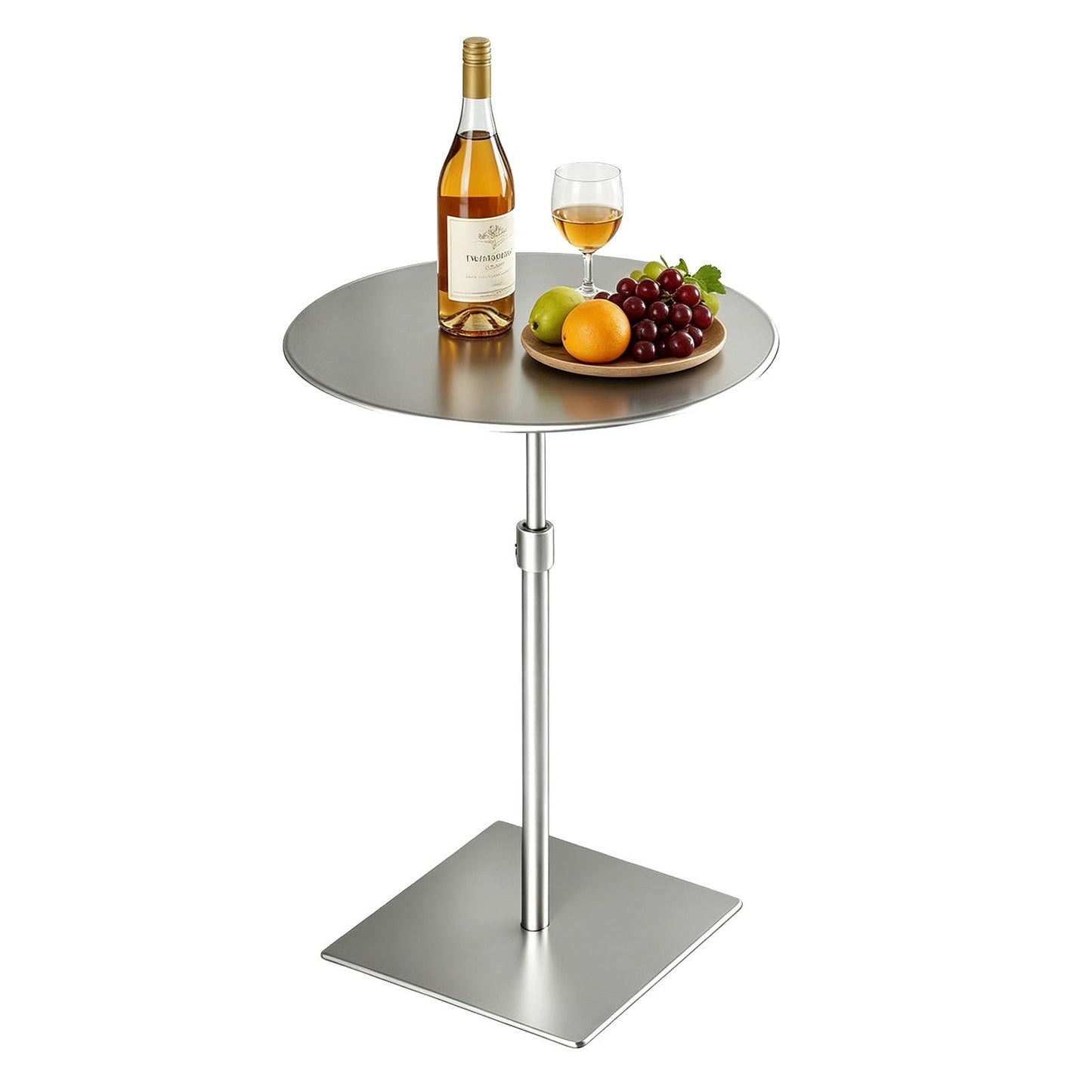 Modern Stainless Steel Round Bistro Table - 35cm Stylish Cocktail Table for Cafes & Restaurants - Sleek Silver Pub Dining Table for Desserts & Drinks