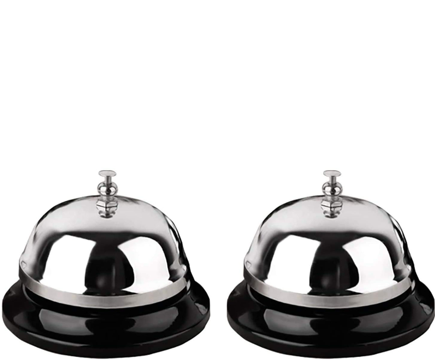 HeeYaa Call Bell 2 Packs 3.3 Inch Diameter with Metal Anti-Rust Construction, Desk Bell for Hotels, Schools, Restaurants, Reception Areas, Hospitals, Warehouses(Silver)
