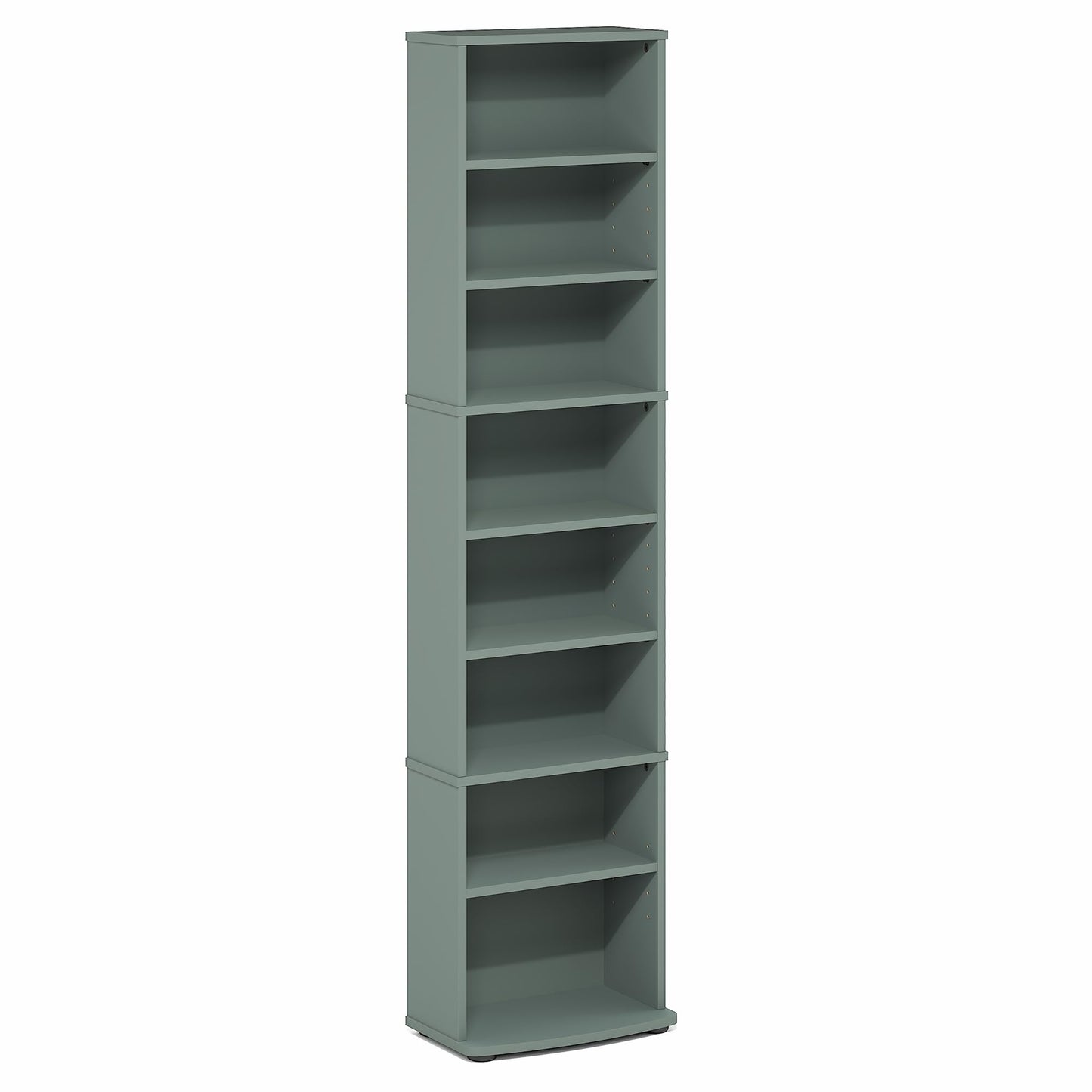Furinno Jaya DVD Shelf, 8-Tier Tall Narrow CD Rack, Media Shelf with Adjustable Shelves, DVD Storage Cabinets for CD Blueray Game Disc, Easy Assembly, for Living Room, Home Office, Sage Green