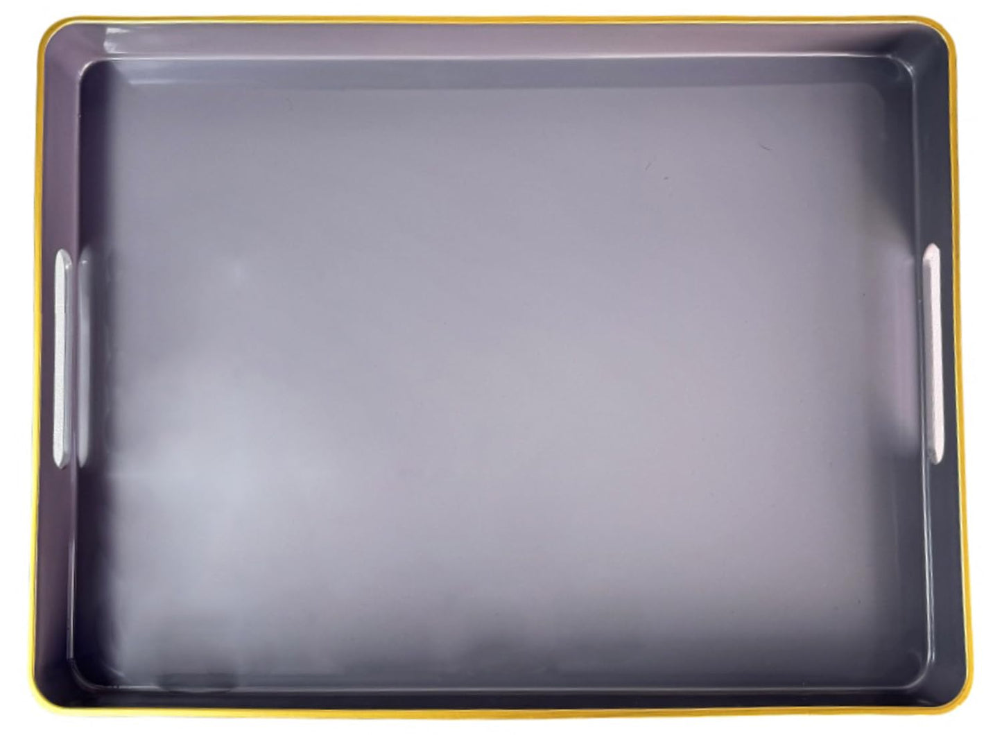UOEKCS Large Grey Coffee Table Tray, Decorative Serving Tray with Handles, Plastic Rectangular Tray for Ottoman, Bathroom, Living Room. 16.7"*12"*1.6"