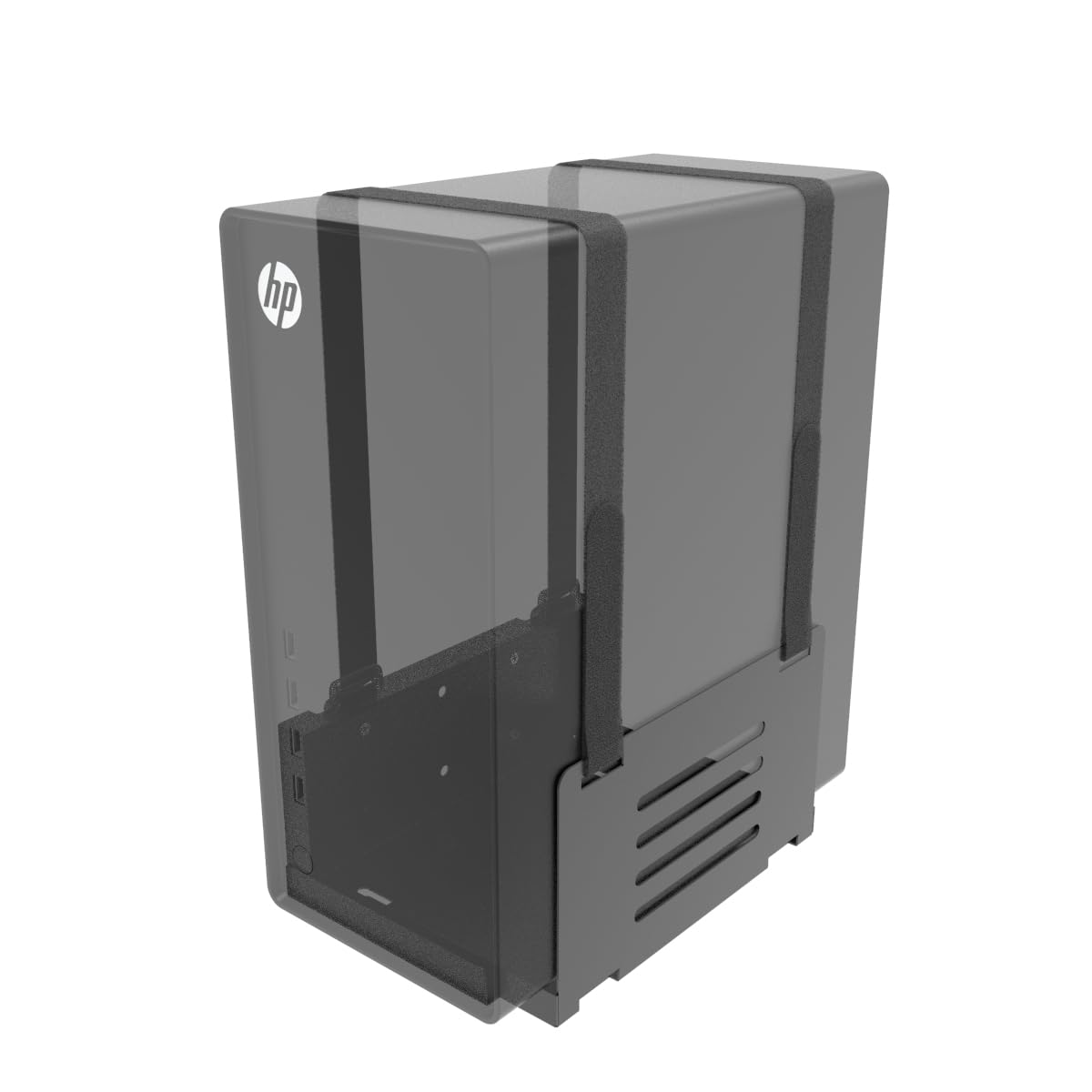 JINGCHENGMEI Wall Mount CPU Holder with Safety Straps- Metal Computer Tower Mounting Bracket for Desktop PC, Adjustable Width 4.8in to 8.3in, Black