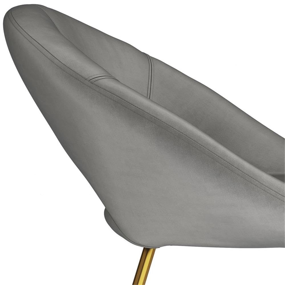 SIMPLIHOME Barrett Accent Chair - 24 inch Wide Upholstered Velvet Mid-Century Modern Accent Chair in Grey, for Living Room Seating with Curved Back, Deep Seat, and Gold Metal Base