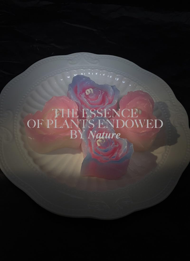 Glow in The Dark Heart Shaped Flower Candle,Low Temperature Body Safe Candle，40 Degrees Peony Flower Rose Scented Aromatherapy Drip Wax，Adult Couple Dating Play Wax (Blue Pink Luminous)