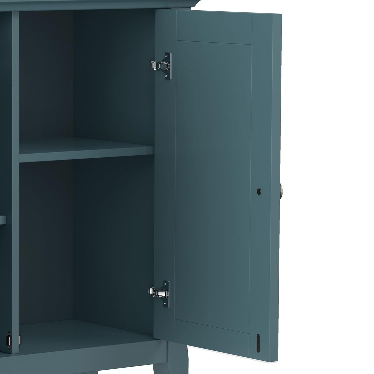 SIMPLIHOME Amherst Low Storage Cabinet - 32 inch Wide Solid Wood 2-Door Accent Cabinet in French Blue, Transitional Living Room or Entryway Storage with Adjustable Shelves and Rectangular Base
