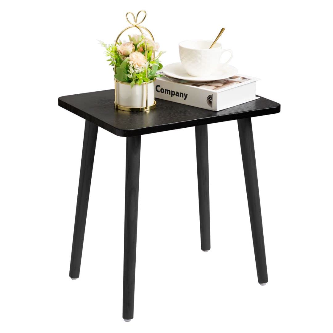 FORAOFUR Side Table, Modern Accent End Table with Wooden Legs, Easy to Assemble Mini Living Room Table for Sofa Bedroom, Minimalist Black Furniture for Small Apartments and Limited Spaces