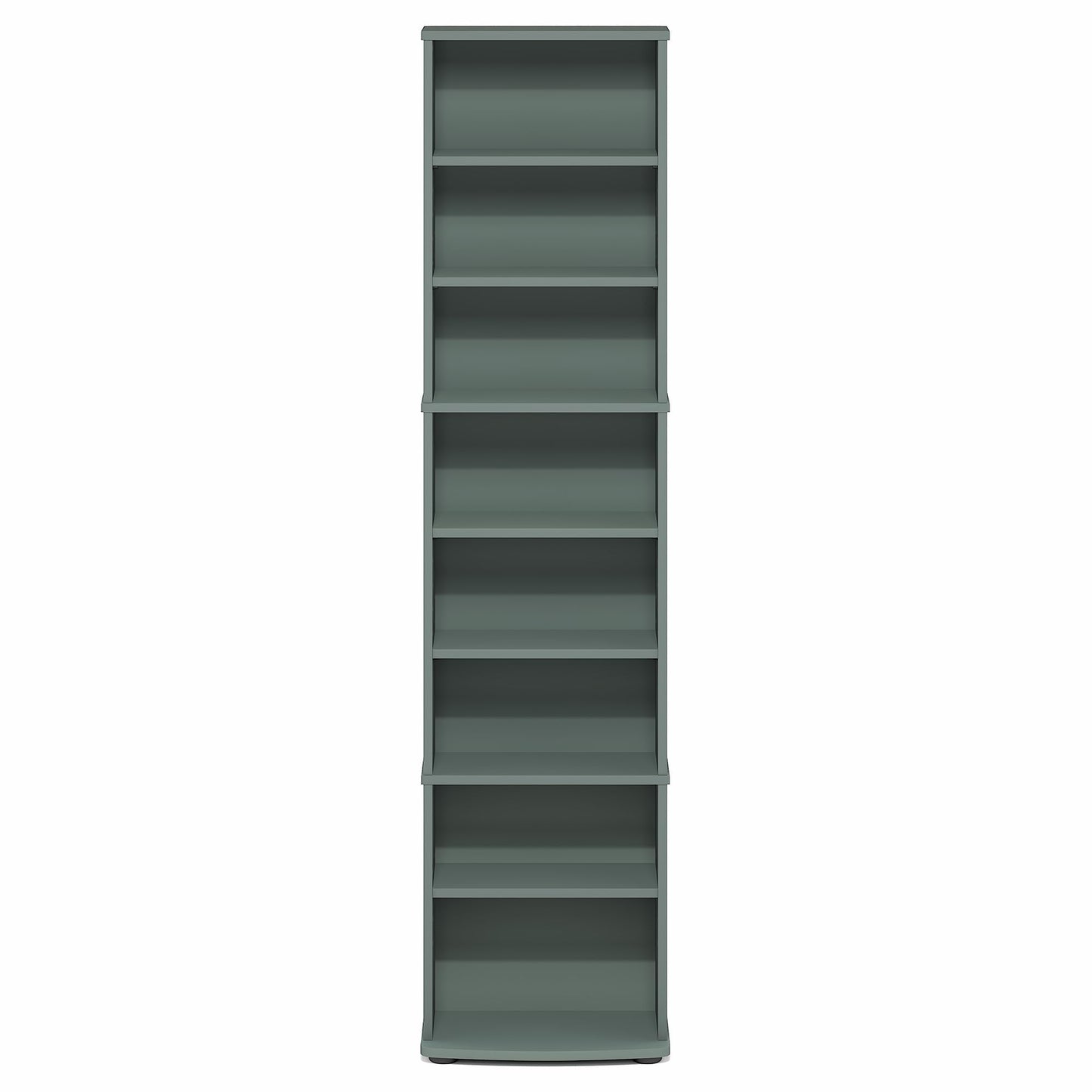Furinno Jaya DVD Shelf, 8-Tier Tall Narrow CD Rack, Media Shelf with Adjustable Shelves, DVD Storage Cabinets for CD Blueray Game Disc, Easy Assembly, for Living Room, Home Office, Sage Green