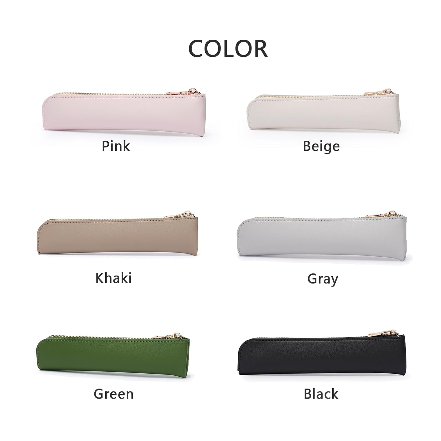 YONBEN Faux Leather Pencil Case Small Pencil Pouch Slim Pen Case Holder Zipper Bag for School Office(Pink,Faux Leather)