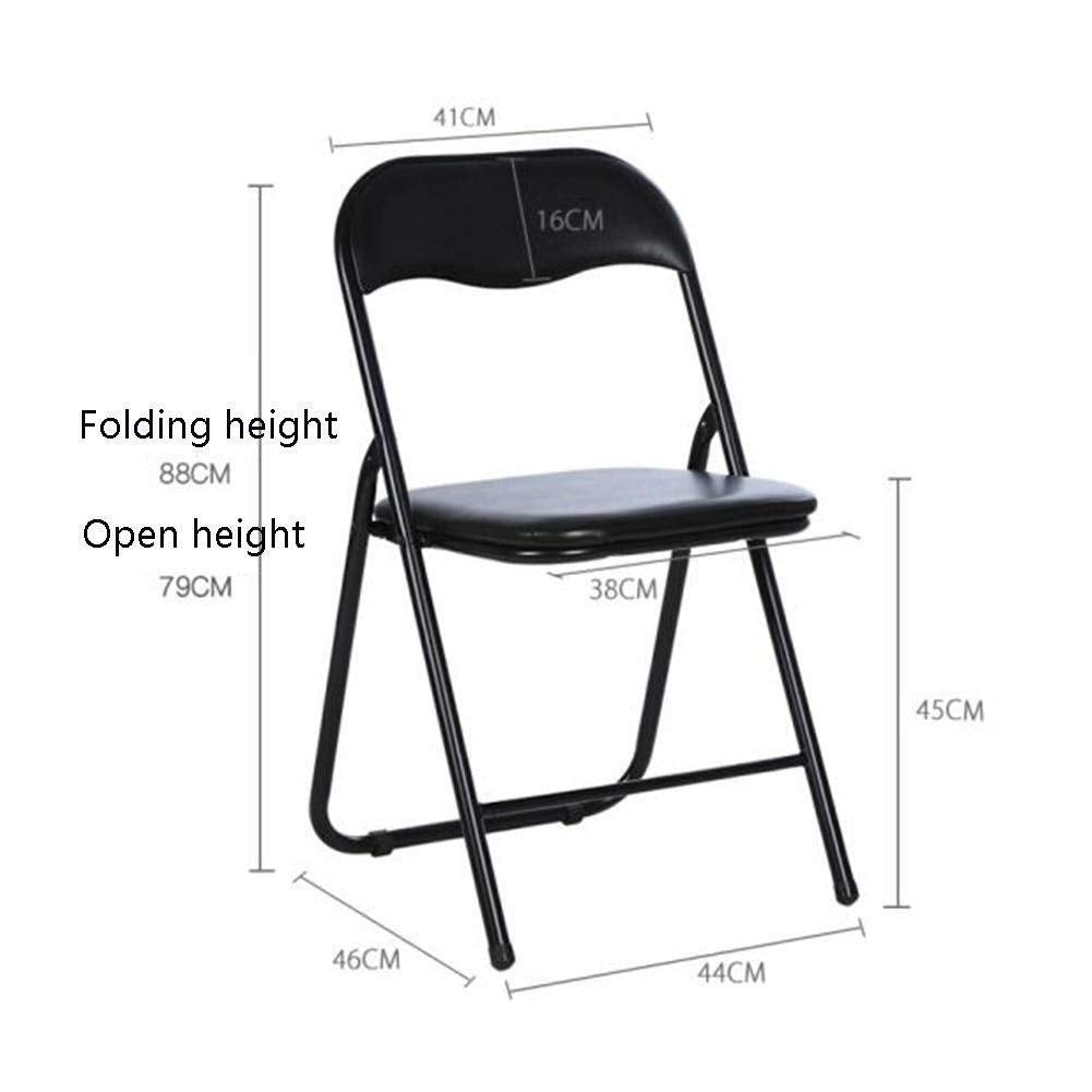 Folding Chair Black Office Conference Backrest Chair Metal Frame Visitor Padded Fabric Desk Chair Portable Security (Size : 6 Chairs)