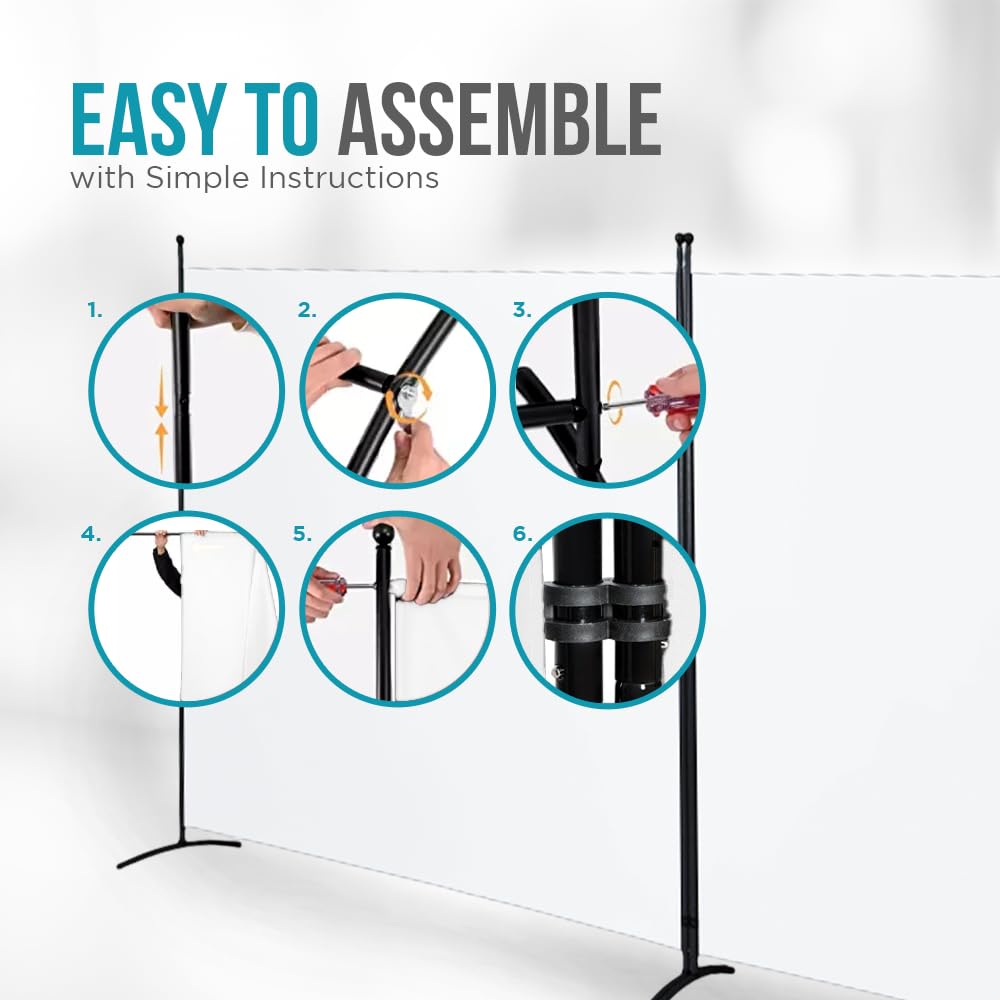 SteelAid Room Divider (Double Panel) – Folding Partition Privacy Screen for Office, Classroom, Dorm Room, Kids Room, Studio, Conference - 142" x 72" - Easy to Assemble, Freestanding & Foldable