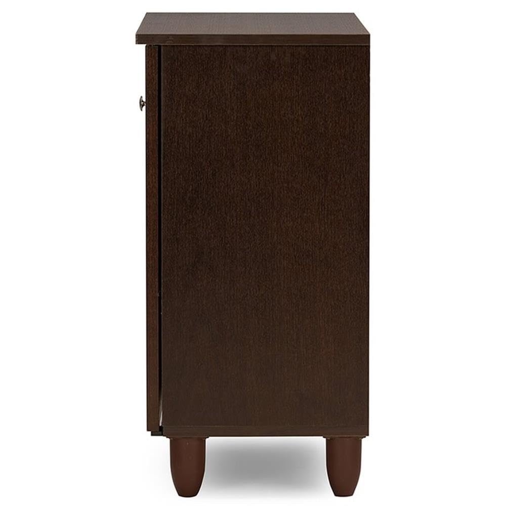 Baxton Studio Winda Modern and Contemporary 2-Door Dark Brown Wooden Entryway Shoes Storage Cabinet