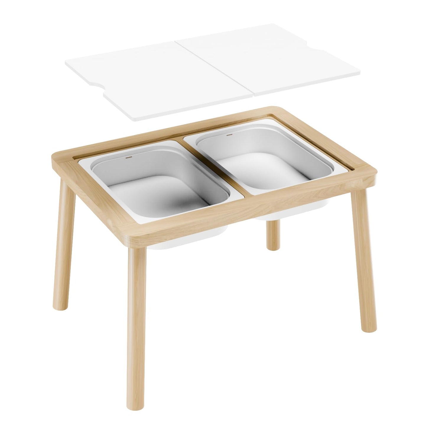 Ogears Sensory Table, Kids Activity Table, Wooden Play Table with Bins, Montessori Table, Chalk Board and Whiteboard