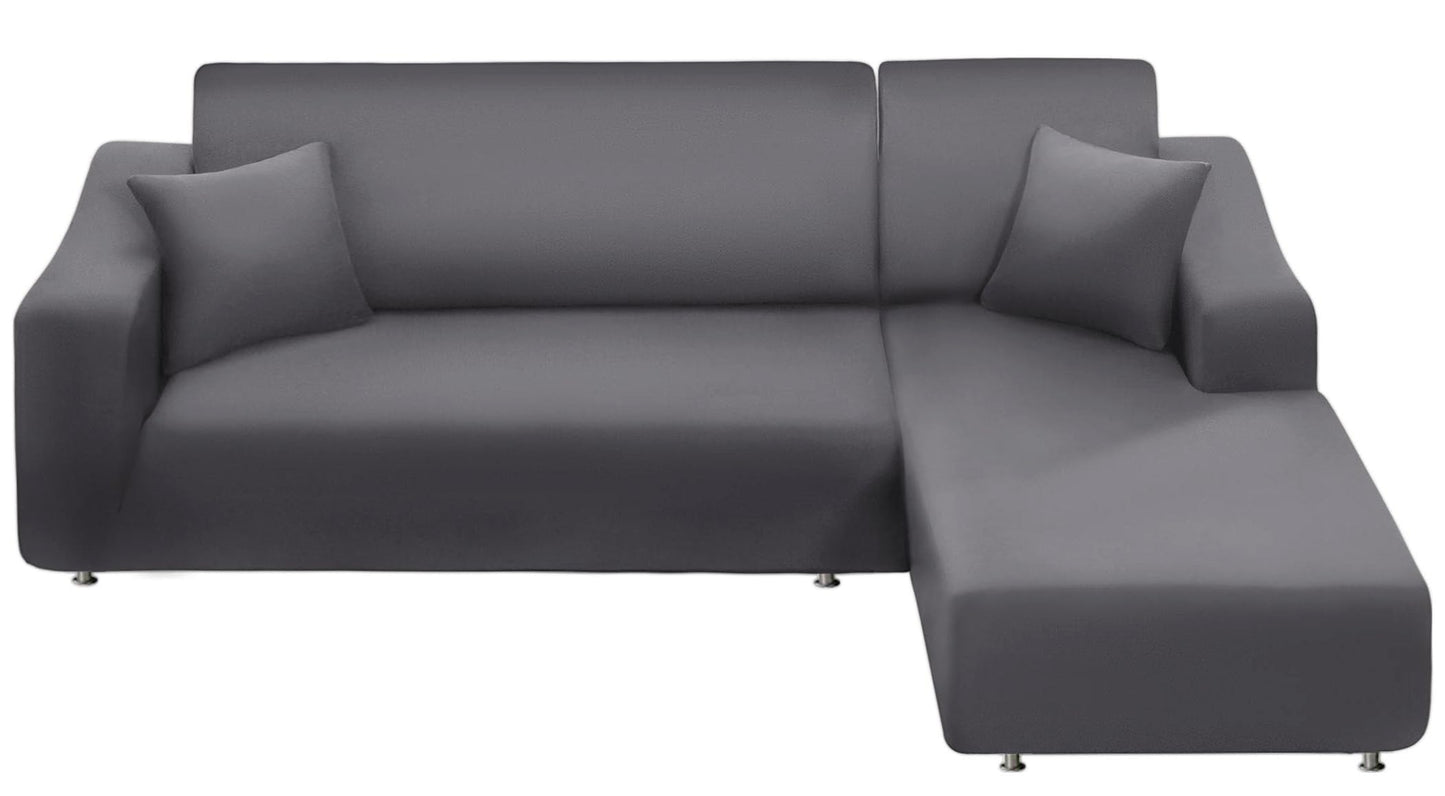 NAISI Sectional Couch Cover L Shape 2 Pieces Sofa Cover Soft Stretch Slipcovers with 2pcs Pillowcases Furniture Protector Couch Covers 3 Seater + 3 Seater(Light Grey)