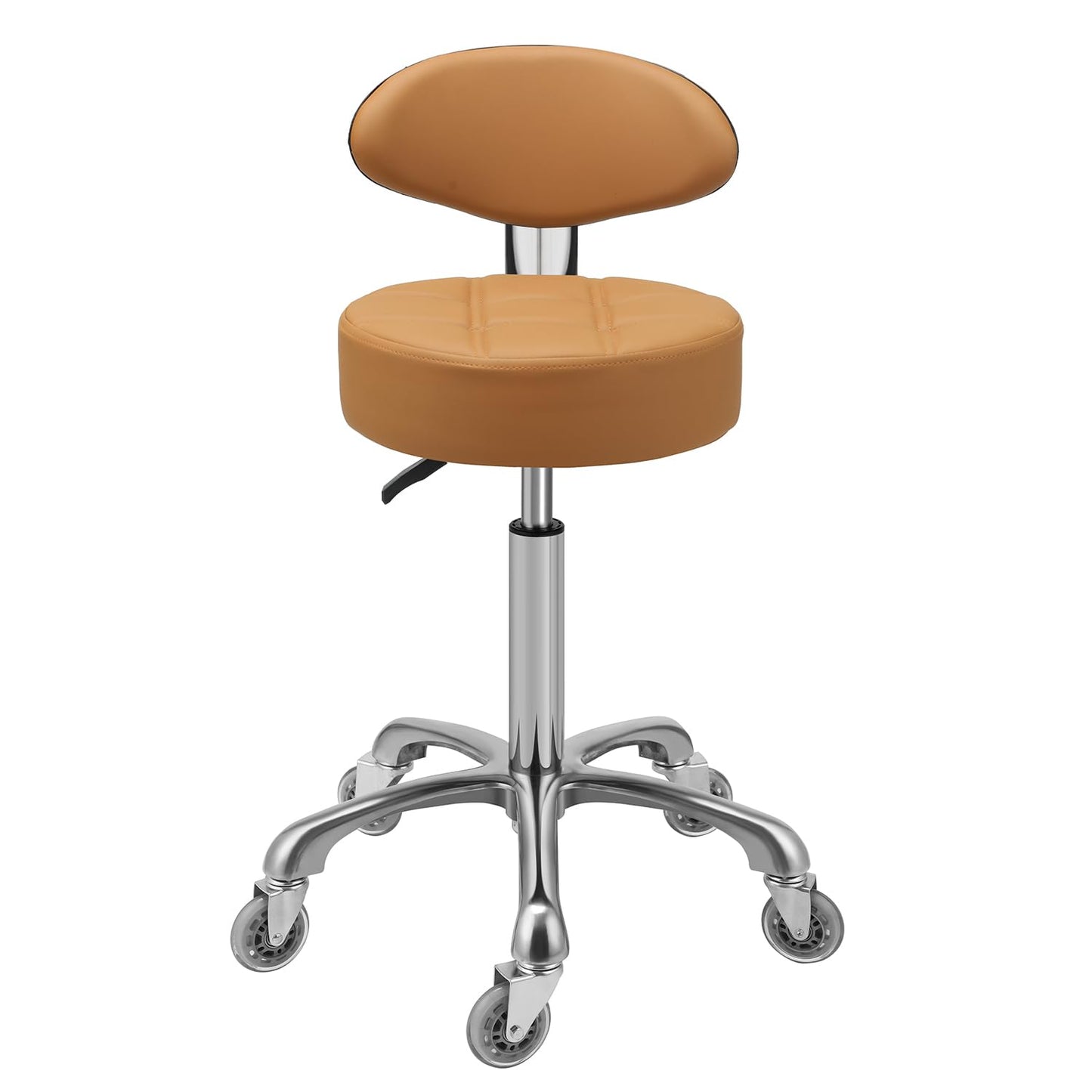 Kaleurrier Rolling Stool with Back Support: Adjustable Height 22-30 inches for Nail Lash Tech Stylist - Heavy Duty Stool Chair with Wheels for Salon Shop Office Kitchen Garage