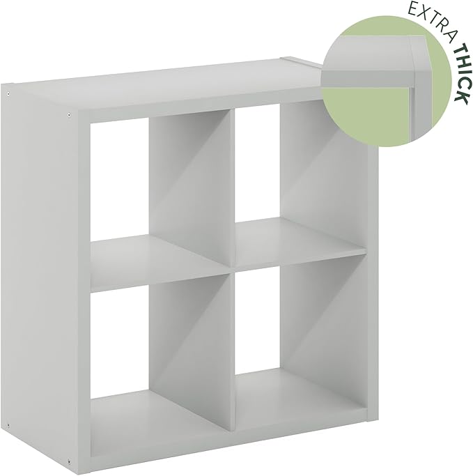 Furinno Cubicle Open Back Decorative Cube Storage Organizer, Light Grey