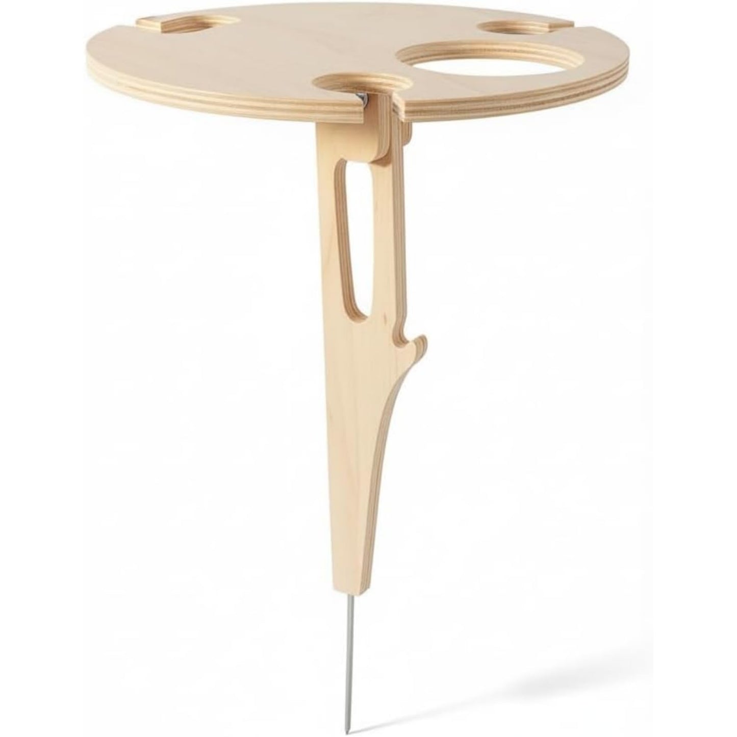 Snugluxe Outdoor Wooden Folding Wine Table, Ground Insert with Glass Holder