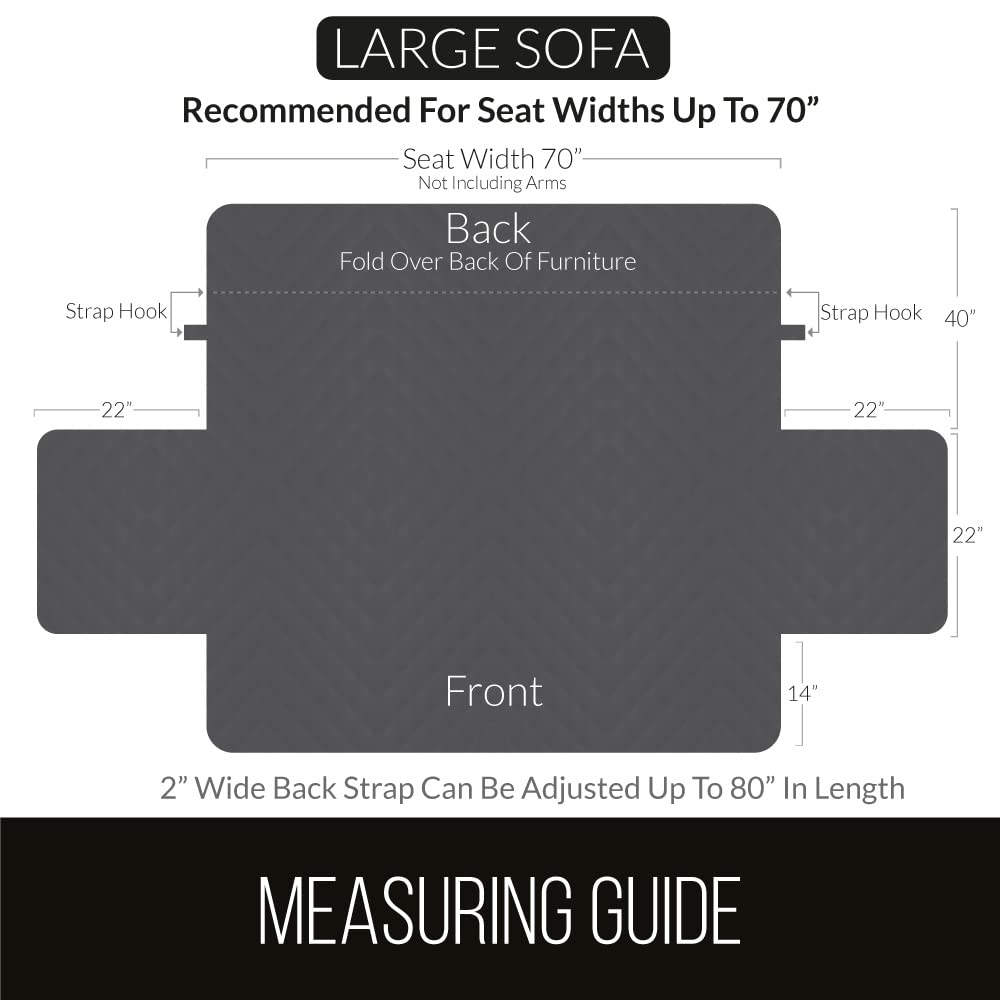 Sofa Shield® Couch Slip Covers for Dogs, Reversible Furniture Protector with Strap, Stain and Tear Resistant Cushion Cover, 70 inch Seat, Machine Washable Slipcover Pets, Cats, Light Taupe