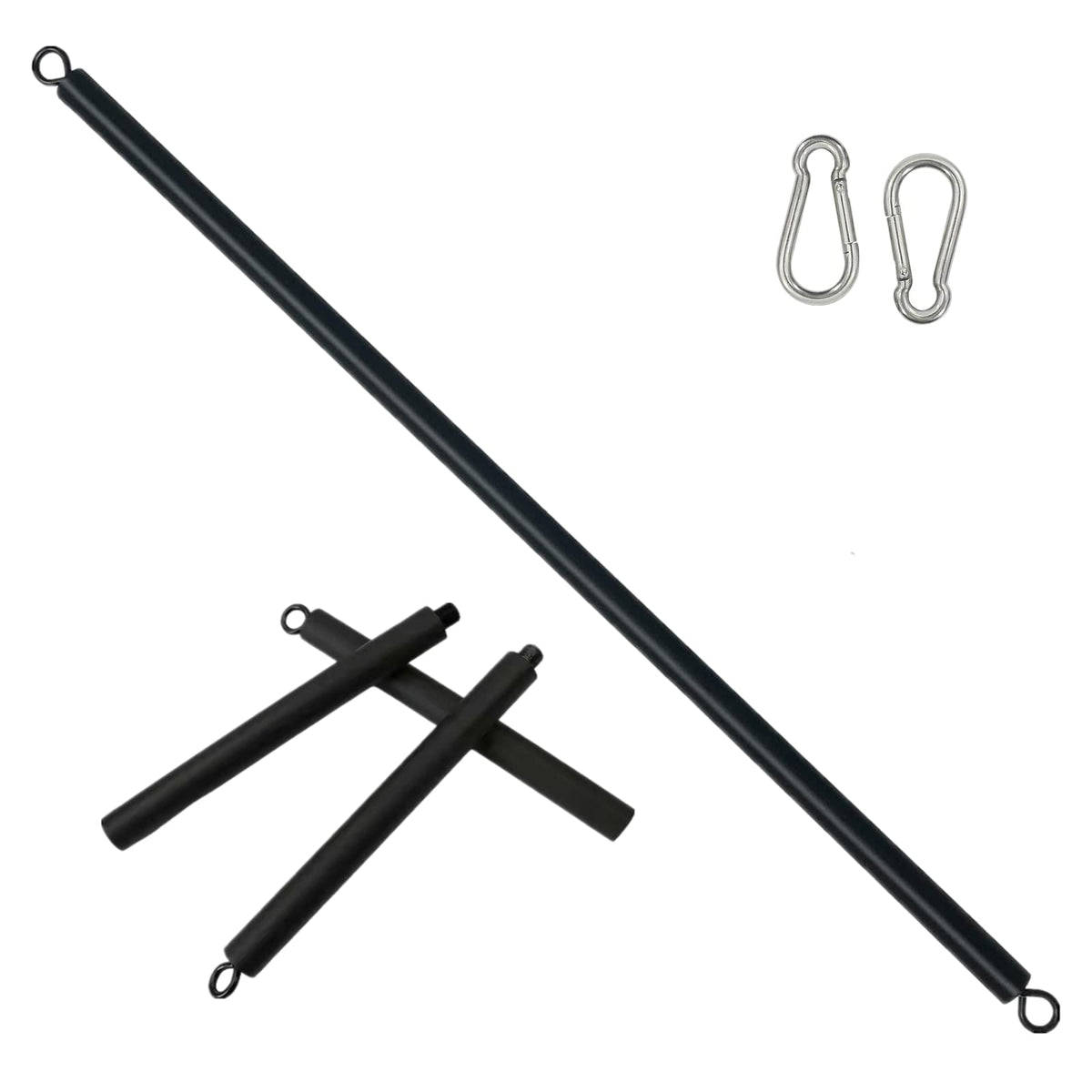 ENLAYER 41Inch Resistance Band Bar for Full Body Workout, Portable Detachable Pilates, with 2 Carabineer Clips, Black