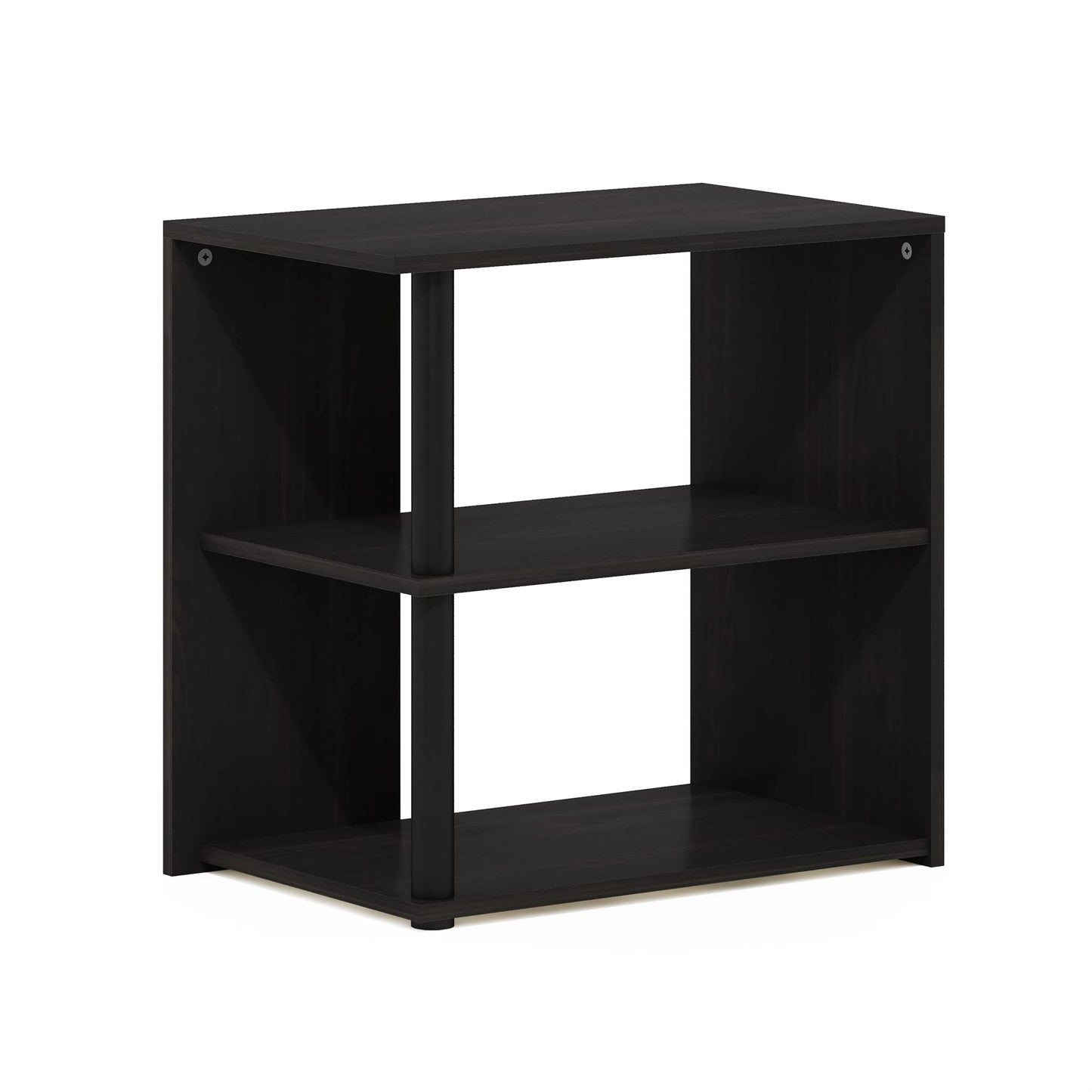 Furinno CAMNUS Side Table, 2-Tier Modern Metal Frame End Table with Open Shelf, Night Stand, Bedside Table, for Living Room, Bedroom, Solid White