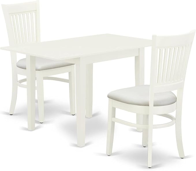 East West Furniture NDVA3-LWH-C 3 Piece Kitchen Table & Chairs Set Contains a