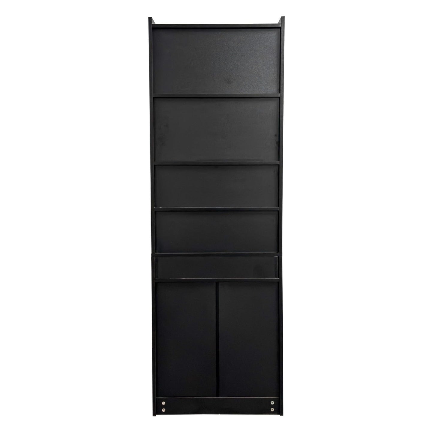 KEIKI Fold-Out Home Office Desks Writing Table with Glass Doors, Drawers, Bookshelf & Storage Shelves, Modern Wooden Convertible Workstation for Work, Study