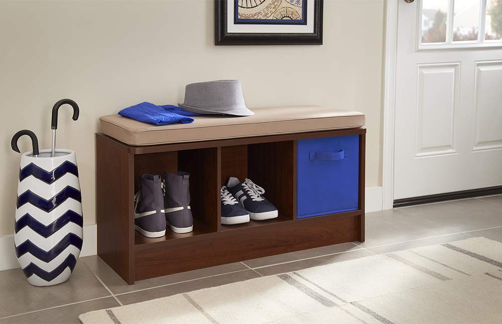 ClosetMaid 1309 3-Cube Storage Bench, Dark Cherry with Tan Cushion
