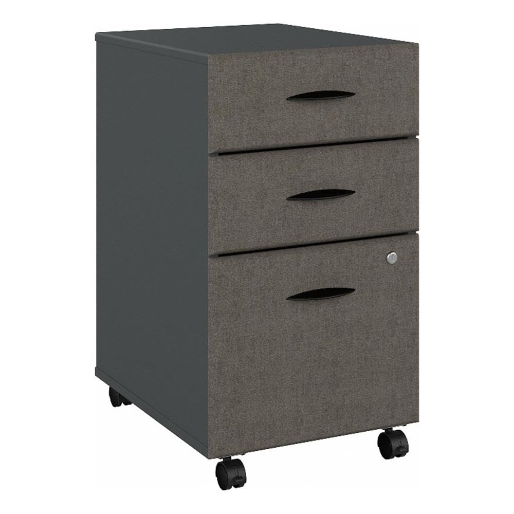 Bush Business Furniture Series A 3 Drawer Mobile File Cabinet in Slate and White Spectrum
