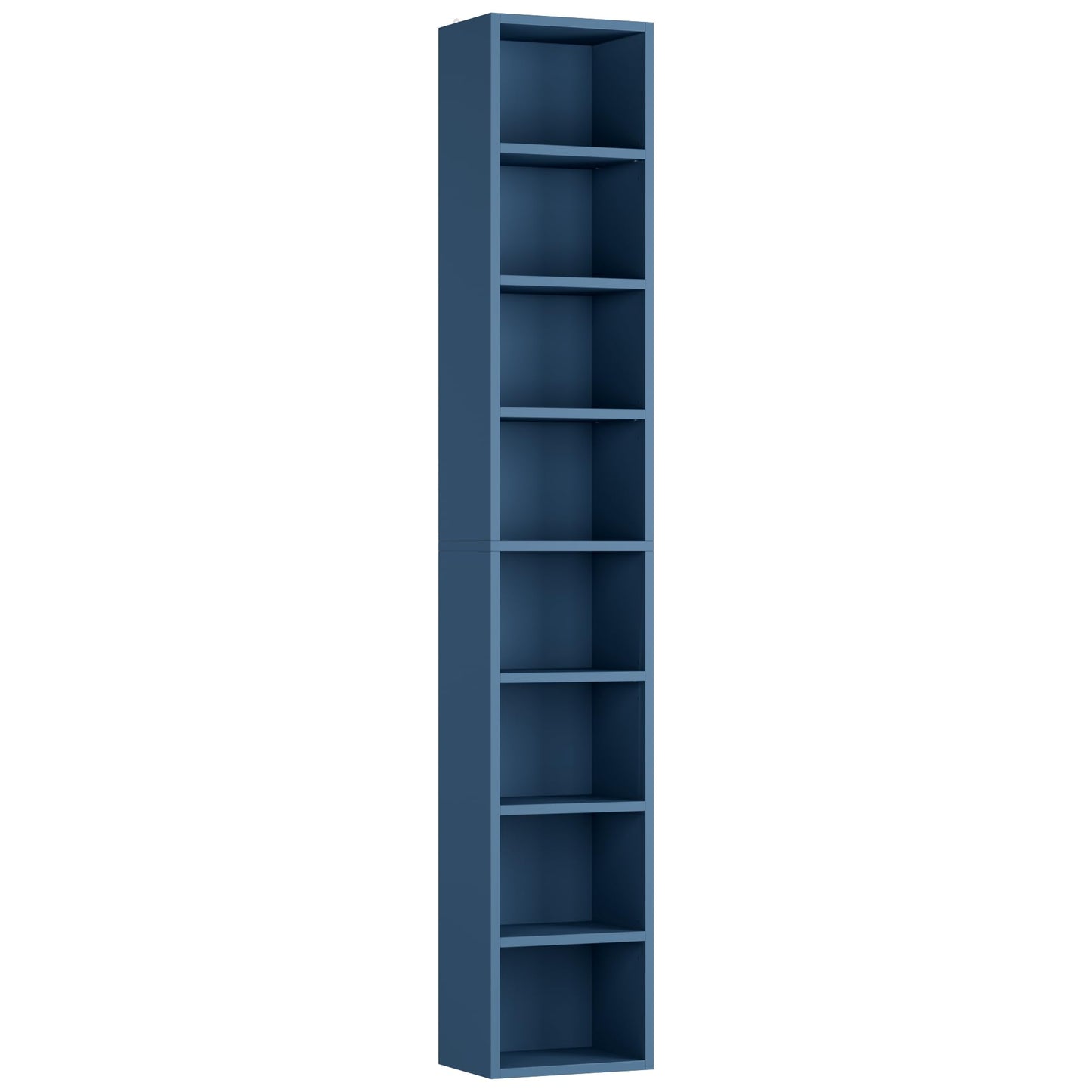 FOTOSOK 8-Tier Media Tower Rack, 11.6 X 9.3 X 70.9 Inches CD DVD Slim Storage Cabinet with Adjustable Shelves, Tall Narrow Bookcase Display Bookshelf for Home Office, Blue