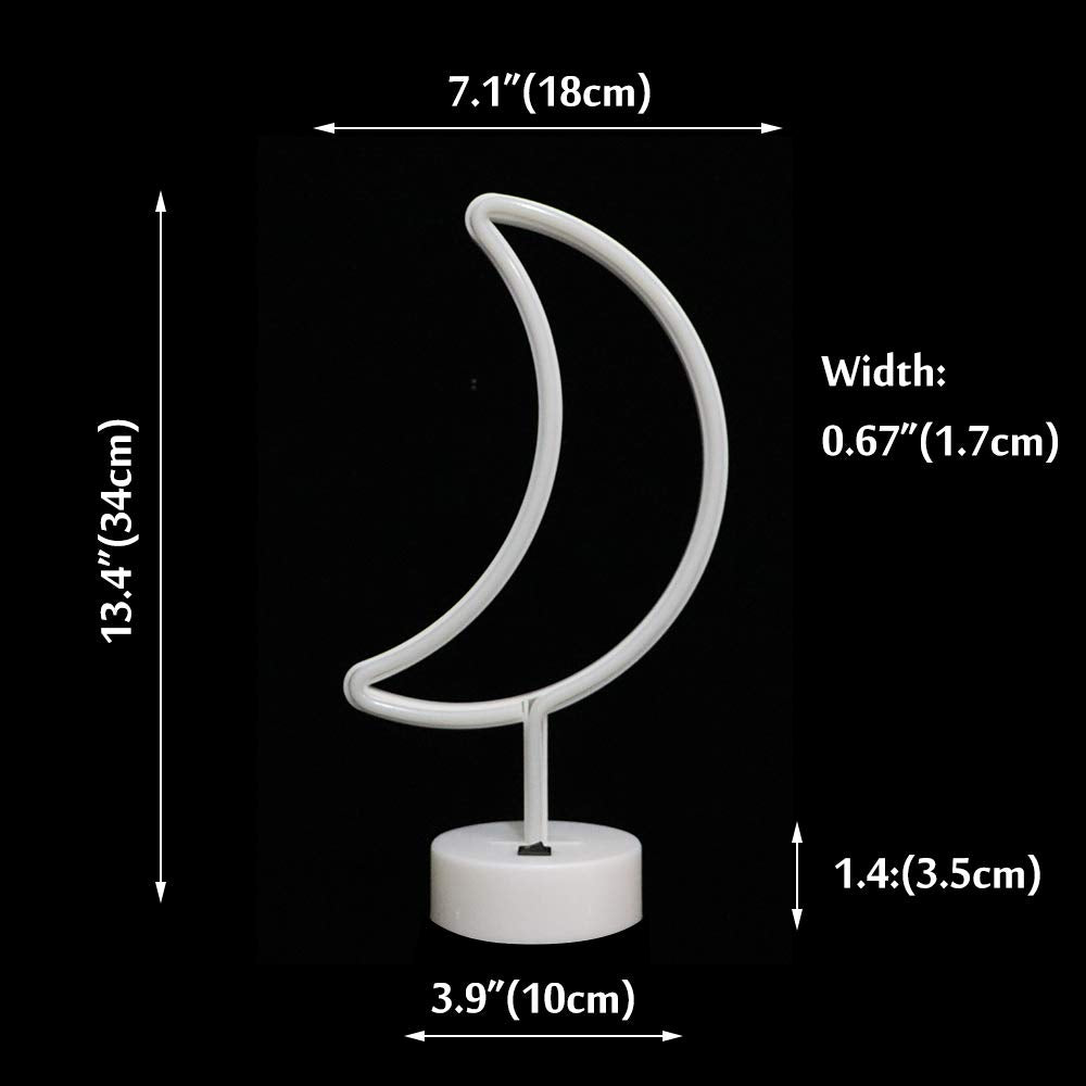 Vicila Neon Moon Lights, LED Moon Decor Neon Signs Crescent Night Lights Art Decorations Lamp for Party Supplies, Children Kids Girls Gift-Holder Base(Blue)