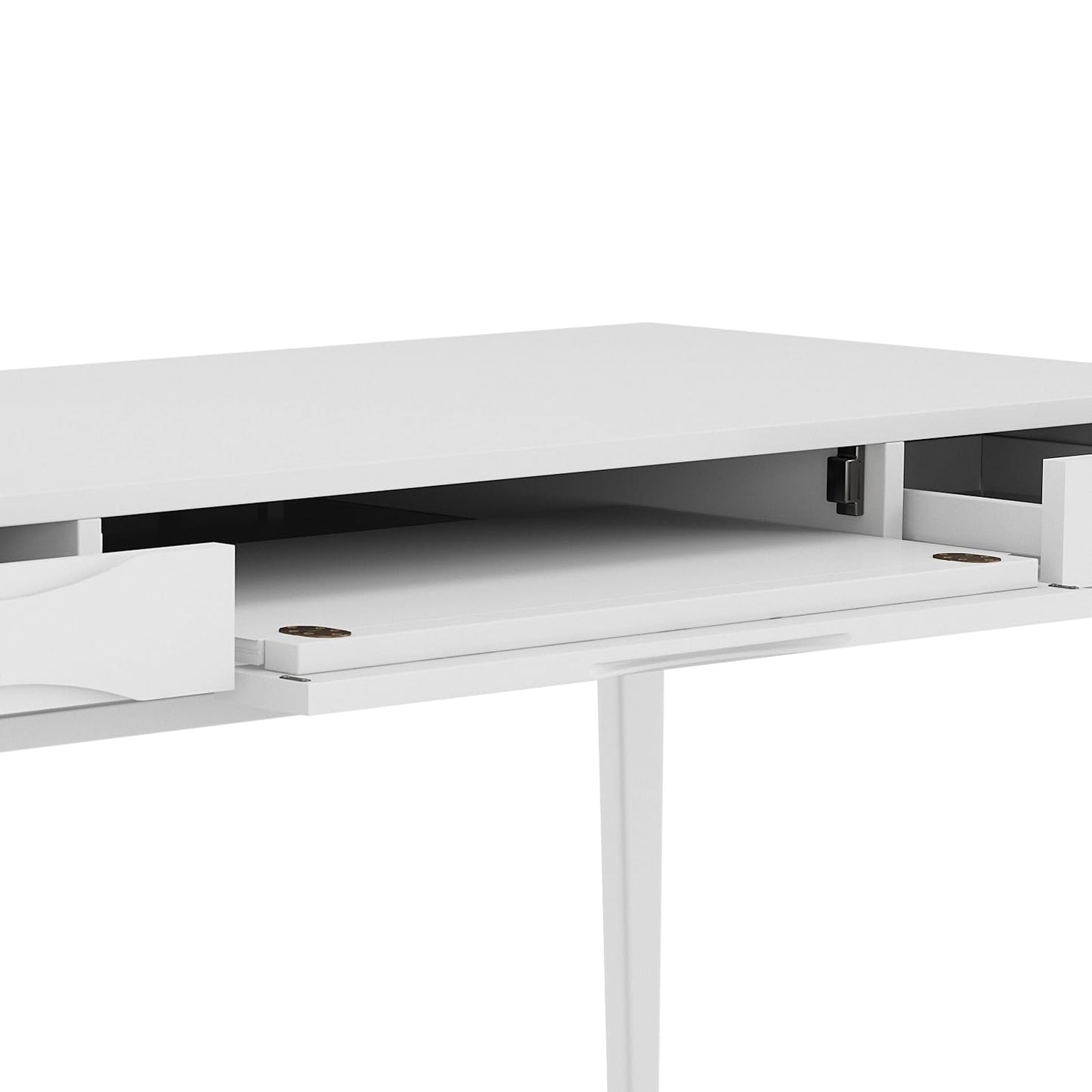 SIMPLIHOME Harper Desk - 60 Inch Wide Solid Wood Writing Desk in White, Mid-Century Modern Home Office Computer Table for Workspace or Study with 2 Drawers and Flip-Down Keyboard Tray