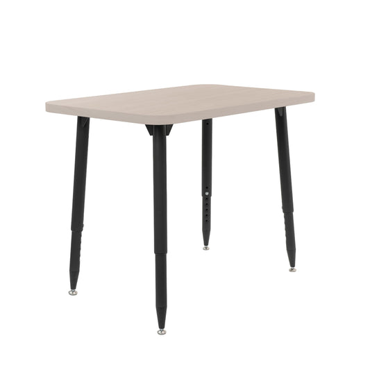 Adapte Commercial Classroom Activity Table - 24" x 36" Rectangle Woodgrain, ADA Compliant Tapered Legs with Glides & Casters, Adjustable Height 22-34" Wheelchair Accessible, School & Office Furniture