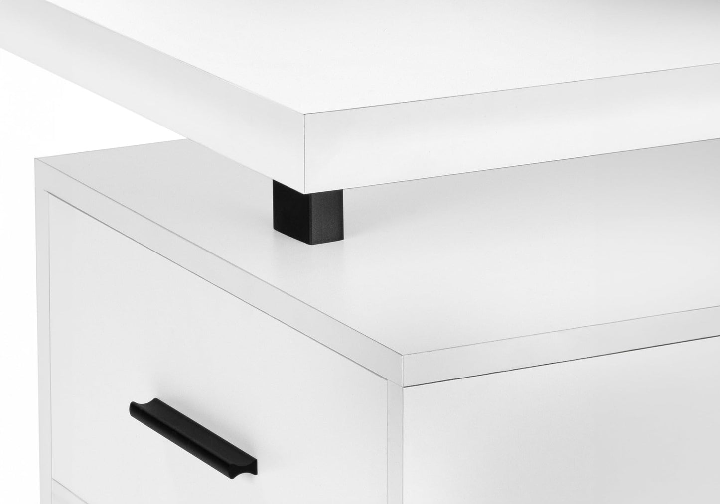 Monarch Specialties I 7631 Computer Desk, Home Office, Laptop, Left, Right Set-up, Storage Drawers, 60" L, Work, Metal, Laminate, White, Black, Contemporary