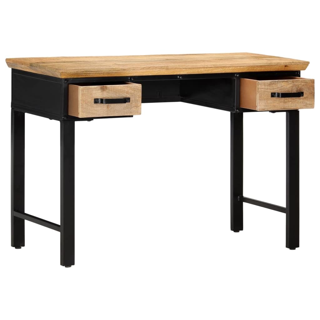 UYTENBMF Solid Mango Wood Writing Desk with 2 Drawers, 43.3"x19.6"x29.9" Home Office Computer Table, Study Desk for Small Items Storage