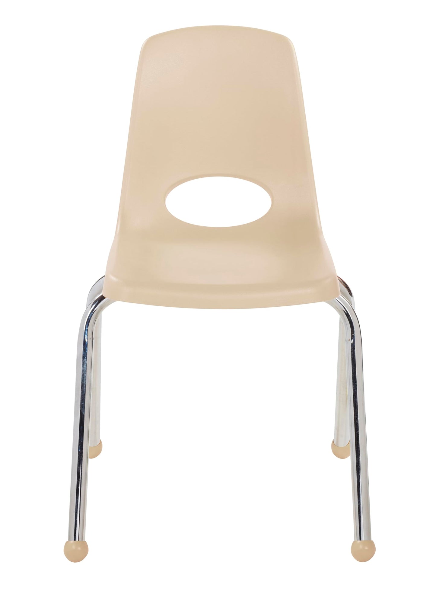 FDP 16" School Stack Chair, Stacking Student Seat with Chromed Steel Legs and Ball Glides; For In-Home Learning or Classroom - Sand (4-Pack), 10382-SD