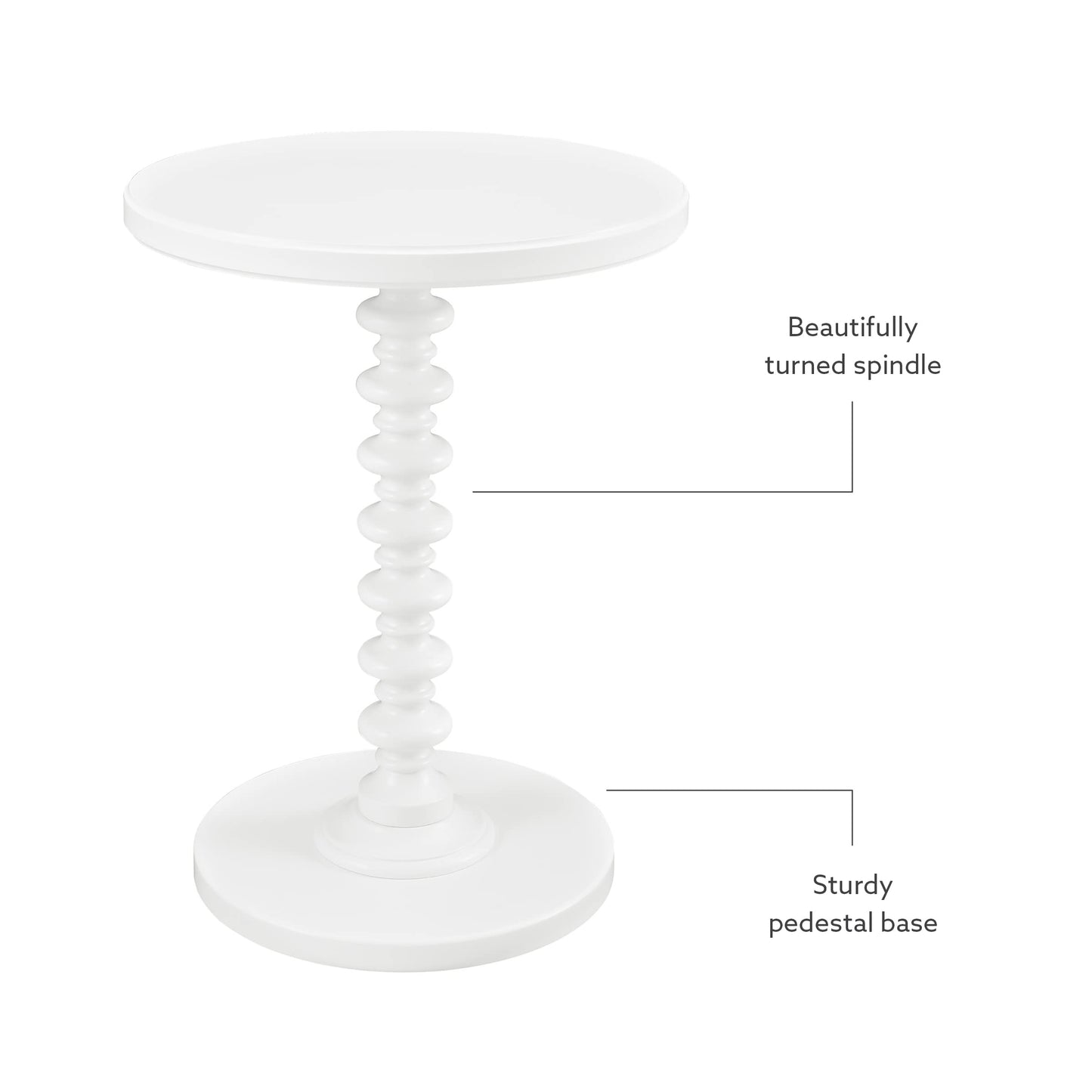 Powell Furniture Powell Round Spindle, White Table 17 x 22.25 x 17