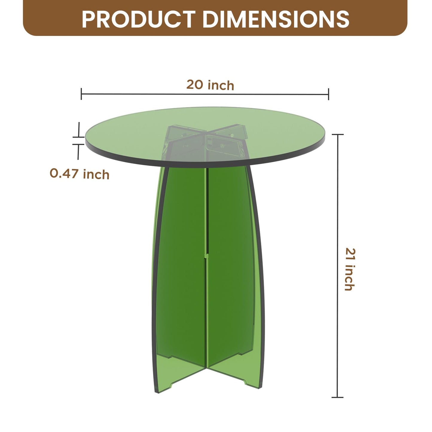 Dethan Green Acrylic End Table, Modern Lucite Side Table, Decorative Nightstand & Accent Table for Living Room, Bedroom & Sofa Side, Modern Home Furniture, 20 x 20 x 21.1 in
