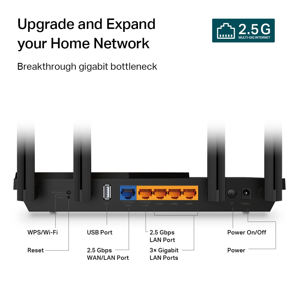 TP-Link AX3000 WiFi 6 Router (Archer AX55 Pro) - Multi Gigabit Wireless Internet, 2 x 2.5 Gbps Ports, Dual Band, VPN Router, OFDMA, MU-MIMO, USB 3.0, WPA3, Compatible with Alexa