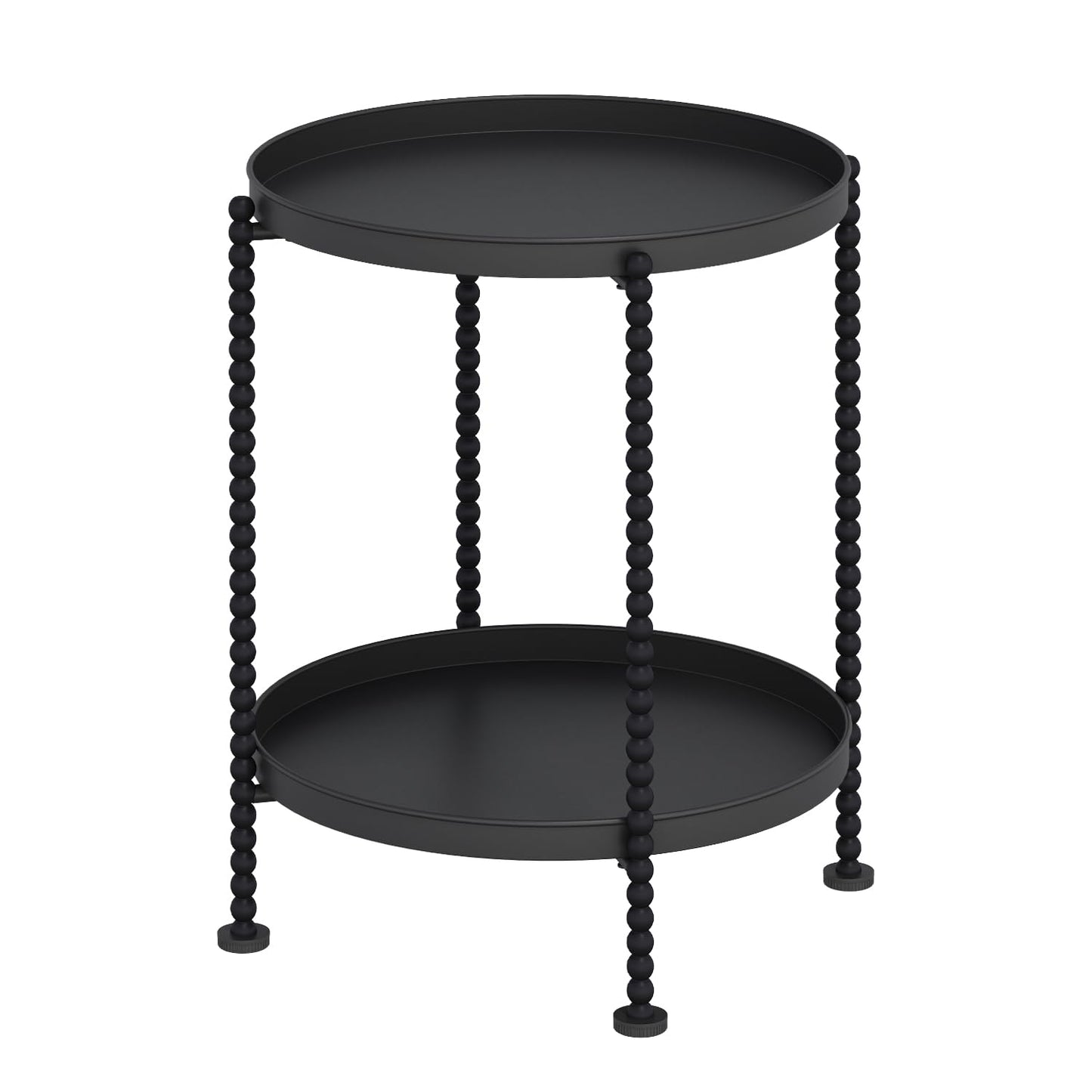 YINMIT 2 Tier End Table,Outdoor Metal Round Side Table,Waterproof Sofa Coffee Side Tables,Bedside Nightstand for Living Room, Bedroom, Office, Balcony
